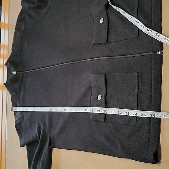 Michael Kors Size L Black Zip Front Cardigan Sweater, Wool Blend, EUC - Picture 8 of 11